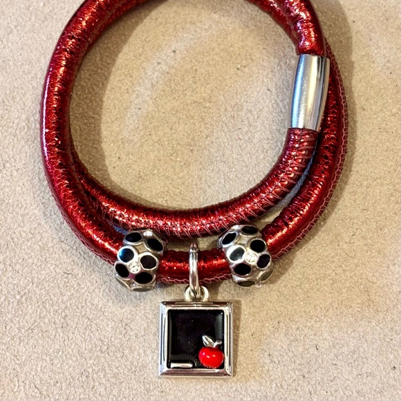 Brighton Double Sparkle Woodstock bracelet Red leather Holds beads & charms - Picture 8 of 10